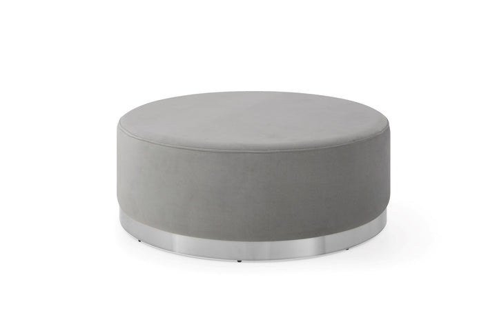 Round stool with metal ring base grey