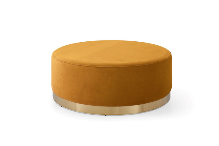 Round stool with metal ring base mustard