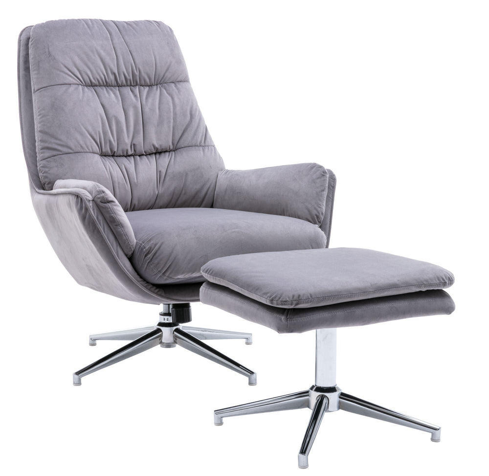 Hugo tv chair with footstool grey velvet