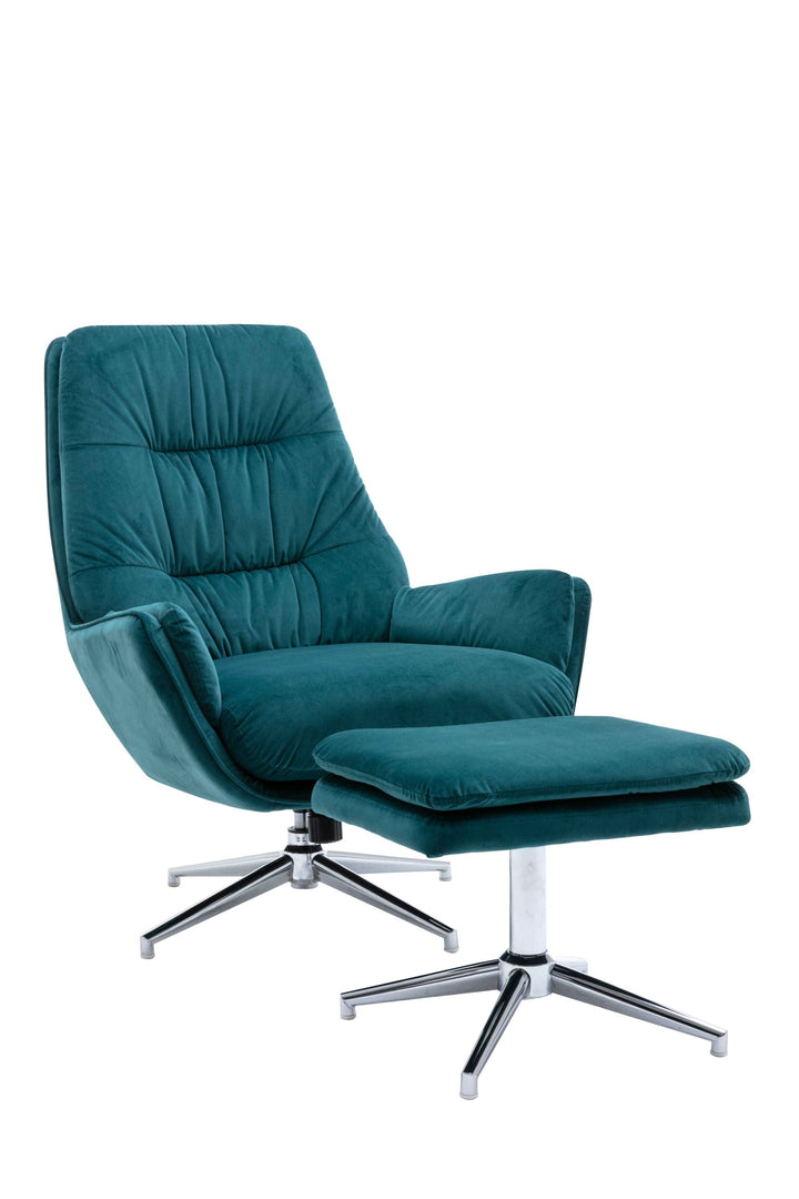 Hugo tv chair with footstool teal velvet