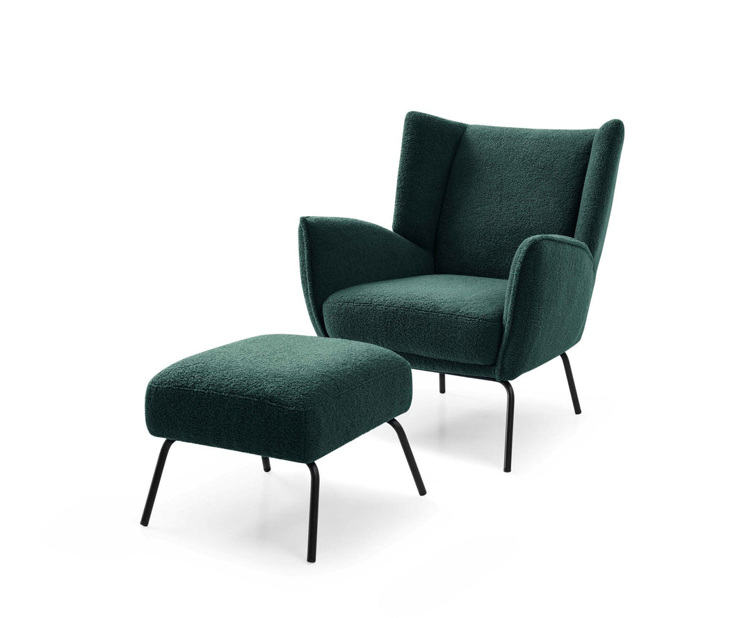 Zane accent chair & footstool green