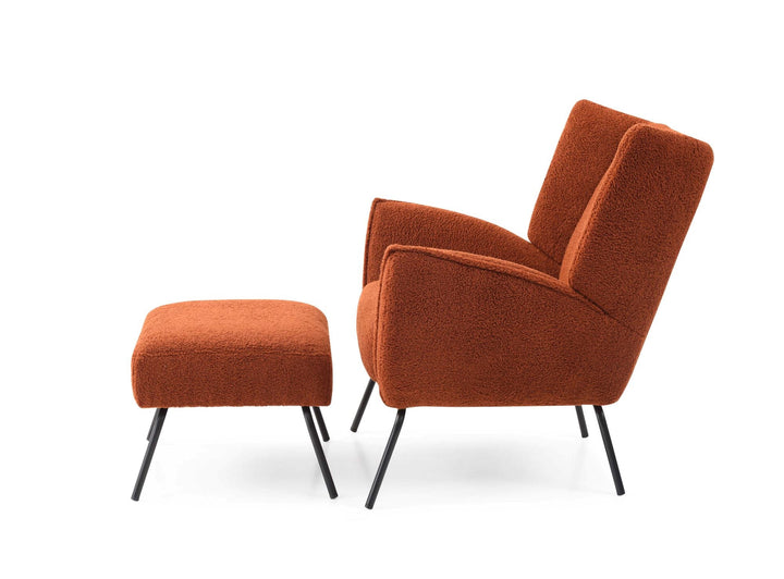 Zane accent chair & footstool orange